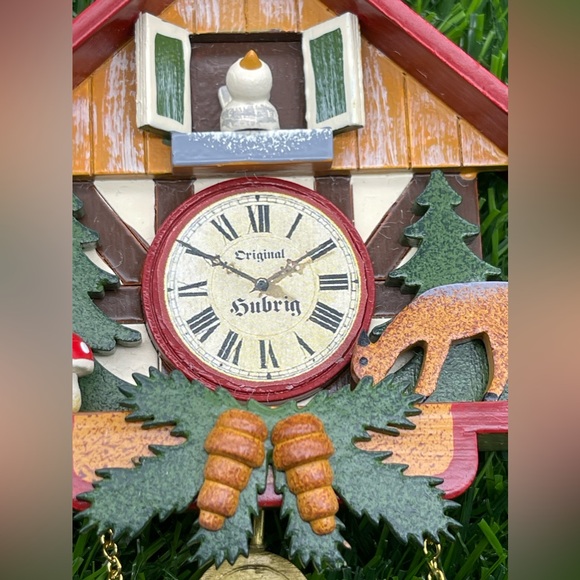Authentic Hubrig Volkskunst German Erzgebirge Handcrafted Cuckoo Clock Ornament - Picture 4 of 9